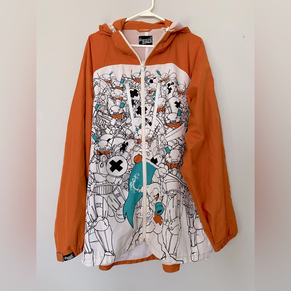 IMPERIAL Junkie Graphic Full Zip Hooded Windbreaker Jacket Men’s 2XL, Pockets